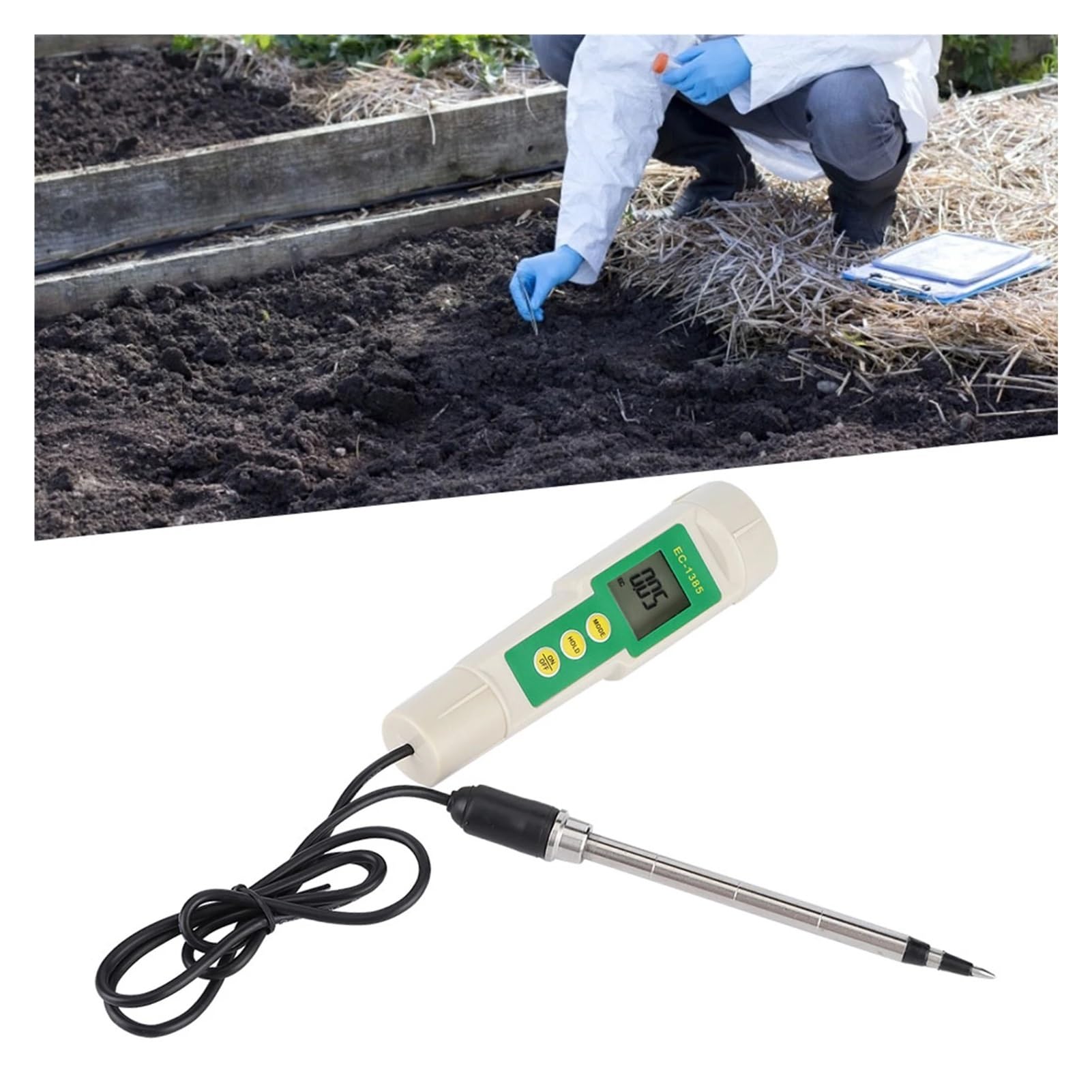 Testeur de conductivité EC-3185, testeur Portable conductivité/Concentration du Sol, salinité, for sols agricoles, horticoles et Plantation Jardinage, Agriculture