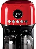 Ariete, Moderna 1396 Cafetière Filtre, Préparez Jusqu'à 15 Tasses de Café Américain, Carafe en Verre Trempé, Base Chauffante, Écran LCD, Filtres Amovibles et Lavables, Rouge - 5