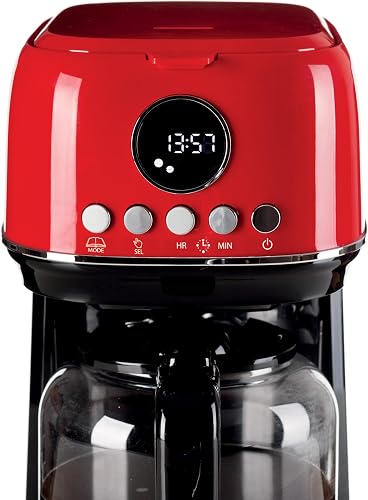 Ariete, Moderna 1396 Cafetière Filtre, Préparez Jusqu'à 15 Tasses de Café Américain, Carafe en Verre Trempé, Base Chauffante, Écran LCD, Filtres Amovibles et Lavables, Rouge - 5