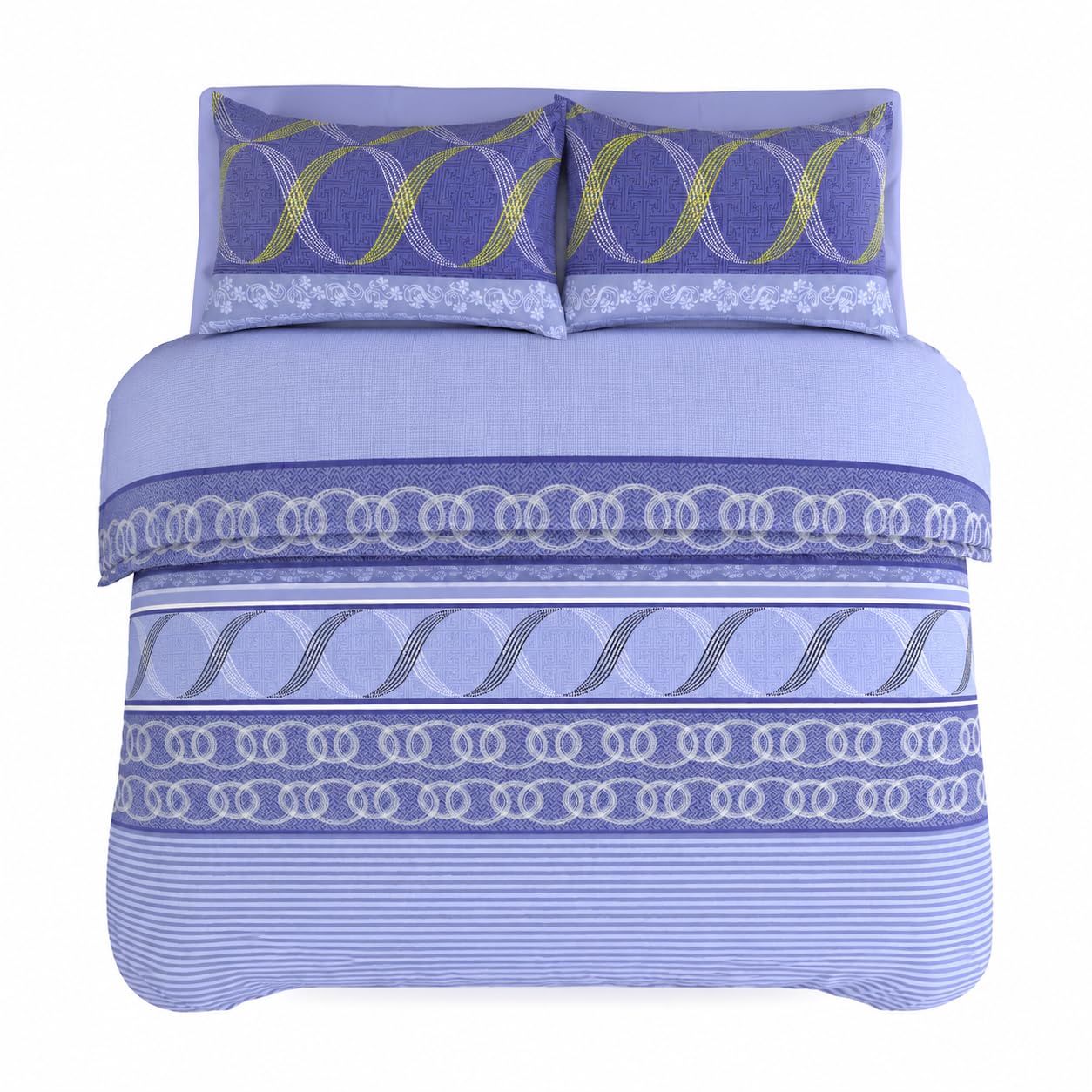 StylemyBedroom Marble Floral Duvet Cover Set - 4pc Bedding Set (Elora Violet, King (U.K. Standard))
