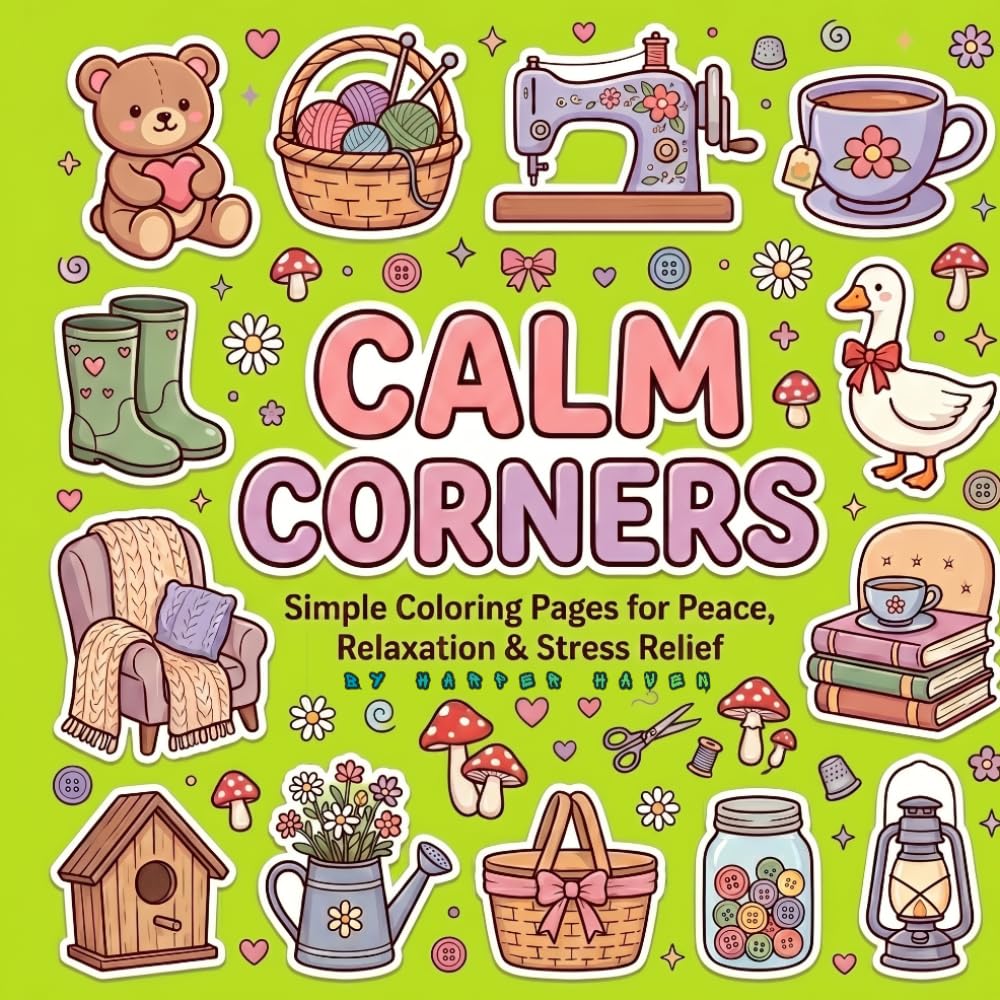 CALM CORNERS: Simple Coloring Pages for Peace, Relaxation & Stress Relief (Easy-Peasy Cozy Coloring)
