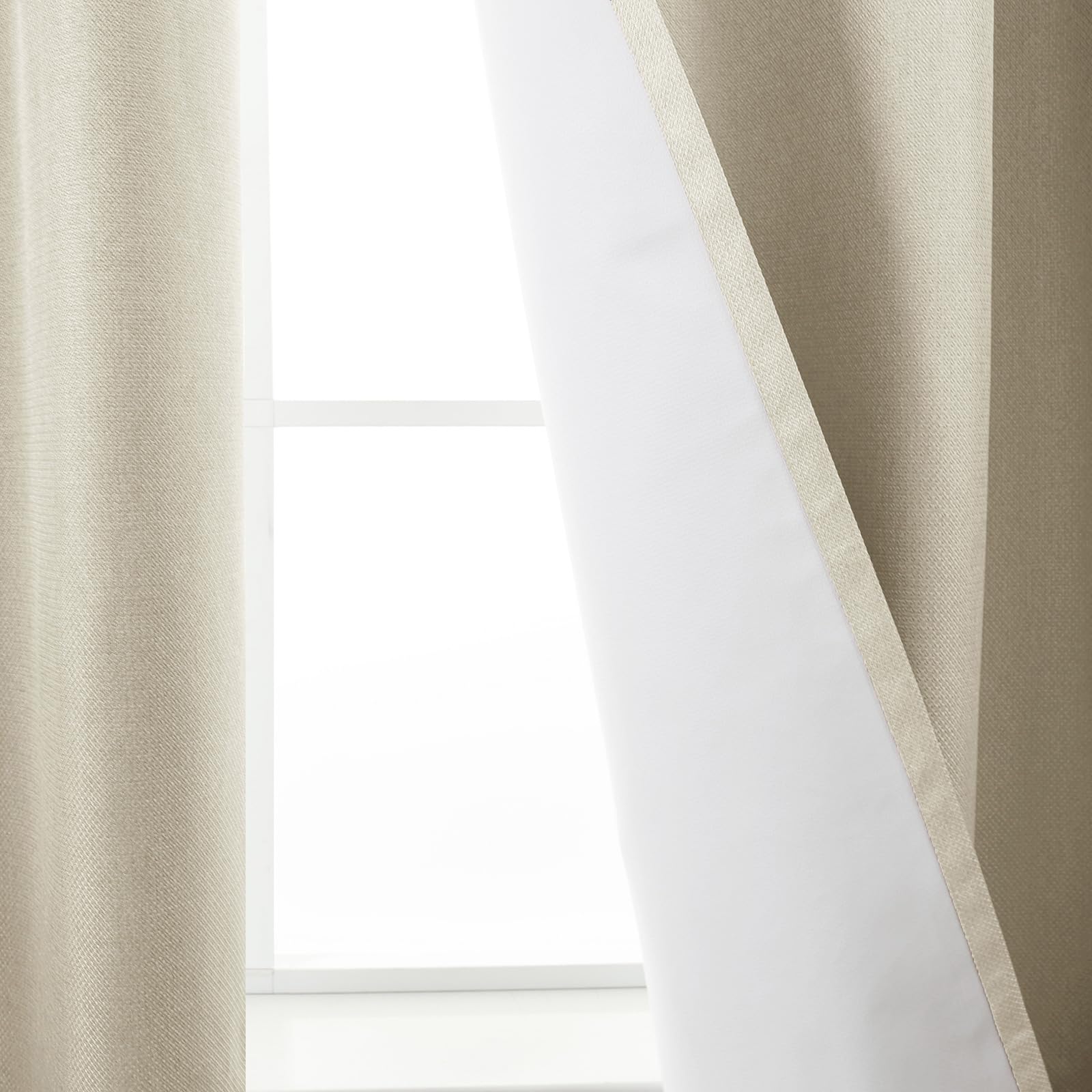 L.Z.E Vorhänge Verdunkelung Beige, Creme Abdunkelnde Gardinen Vorhang mit Kräuselband, Lichtundurchlässige Gardinenschal für Schlafzimmer und Wohnzimmer, 245 cm Lang, Schiene Schienensystem Geeignet