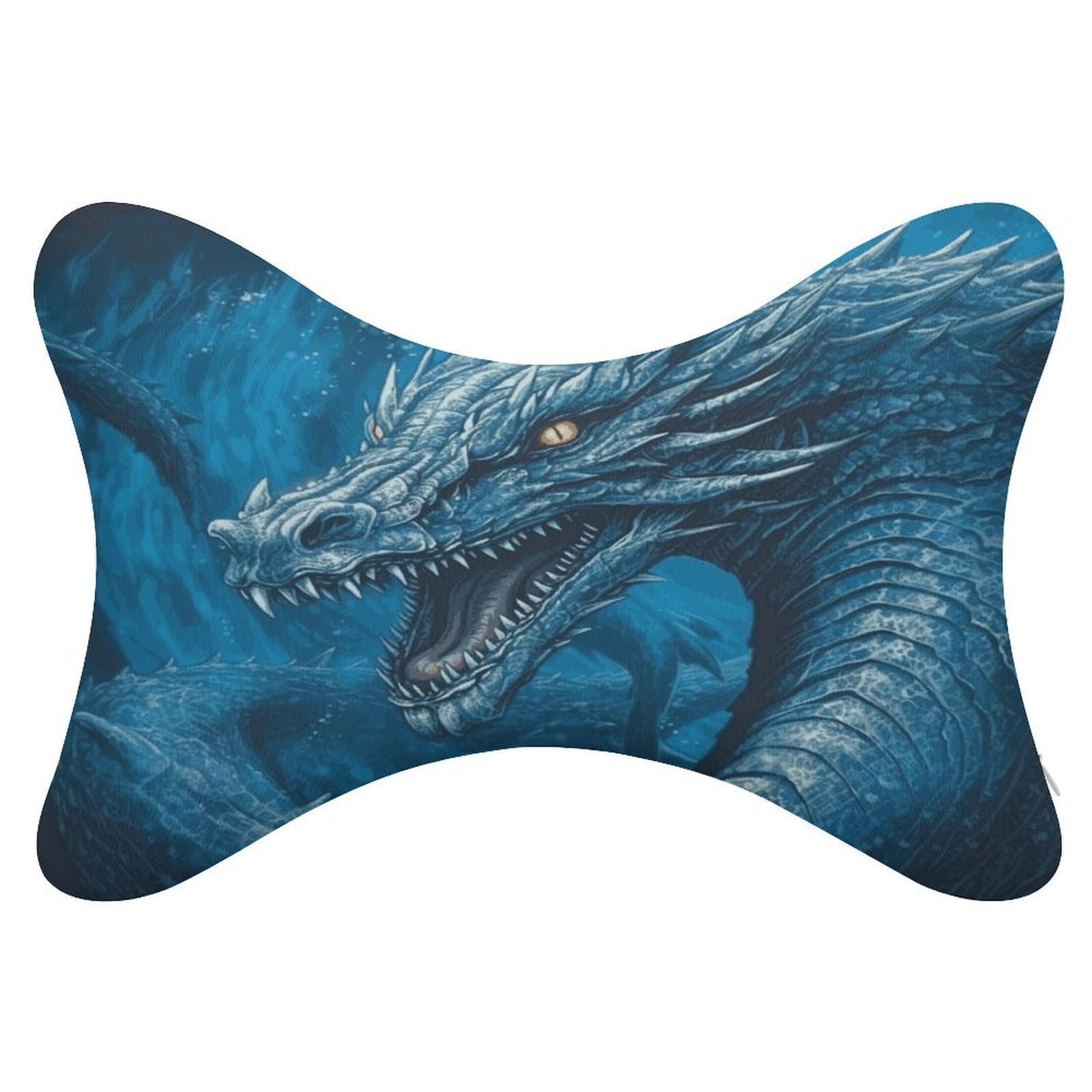 JTREHY 2 Pack Dragon Cool Blue Car Headrest Pillow Memory Foam Car Neck Pillows Soft Comfortable Vehicle Neck Pillows Non-Slip Headrest Cushion Universal Car Pillow for Neck Pain Relief