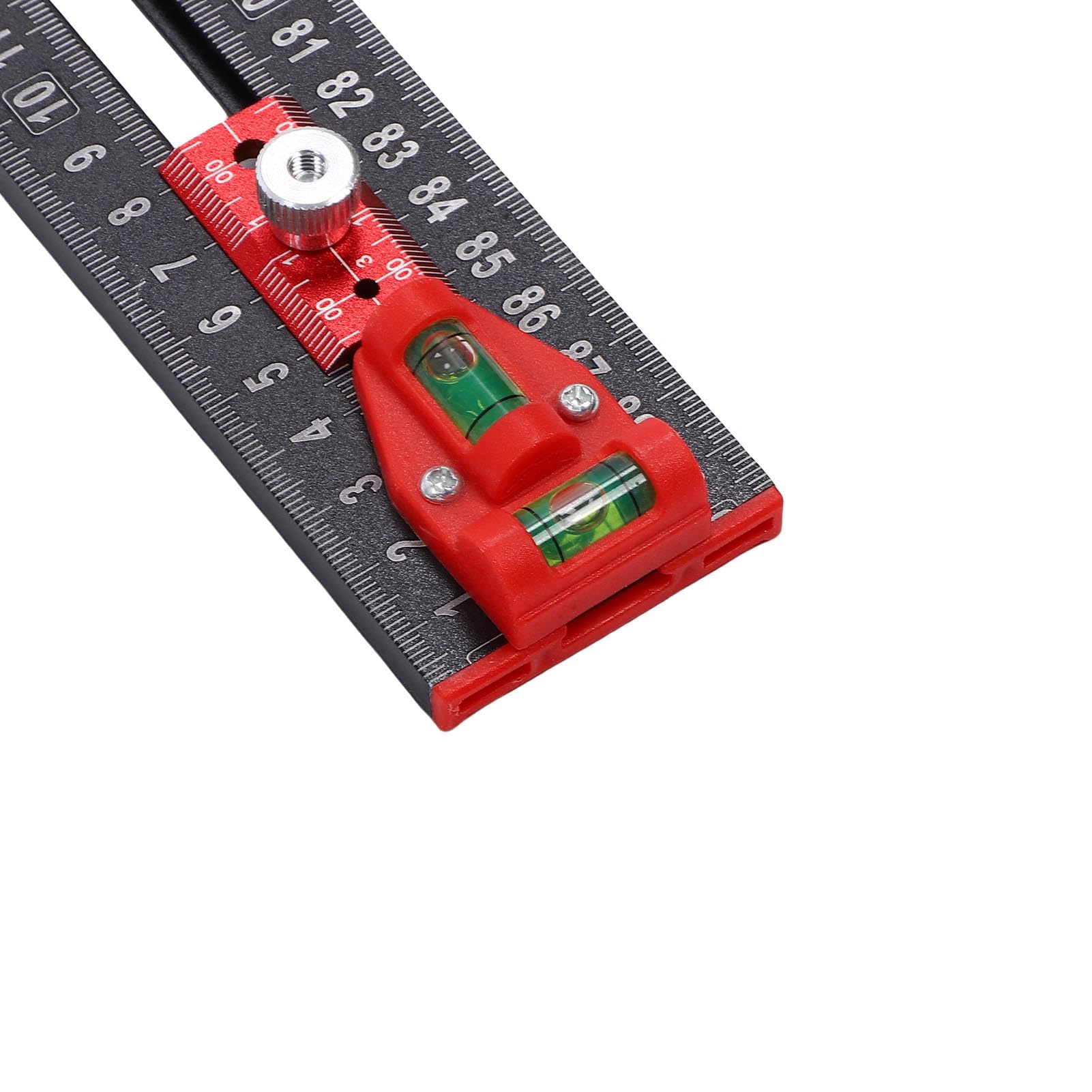 Fafeicy Regla de Posicionamiento de Perforación de 90 Cm con 2 Niveles de Burbuja 6 Controles Deslizantes Perilla de ABS Regla de Medición de Marcado Multiángulo Ajustable en Forma de T