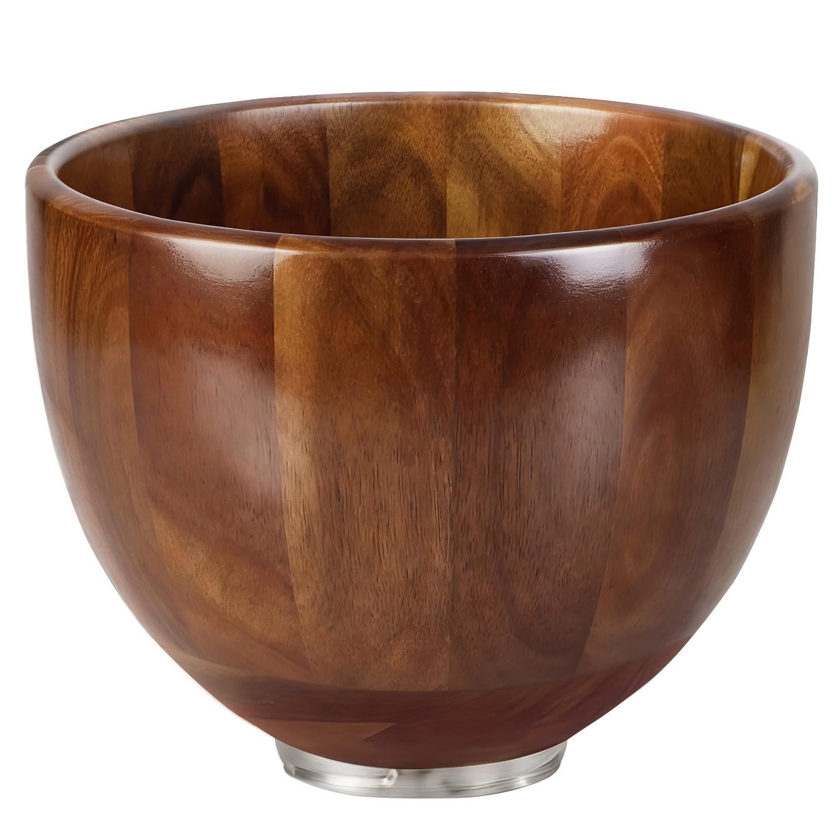 5 Qt Wood Mixing Bowl, Compatible with KitchenAid 4.5-5 Quart Tilt-Head Stand Mixers, Handcrafted Acacia Wood Replacement Bowl with Stainless Steel Base, Quiet & Non-Stick for Baking