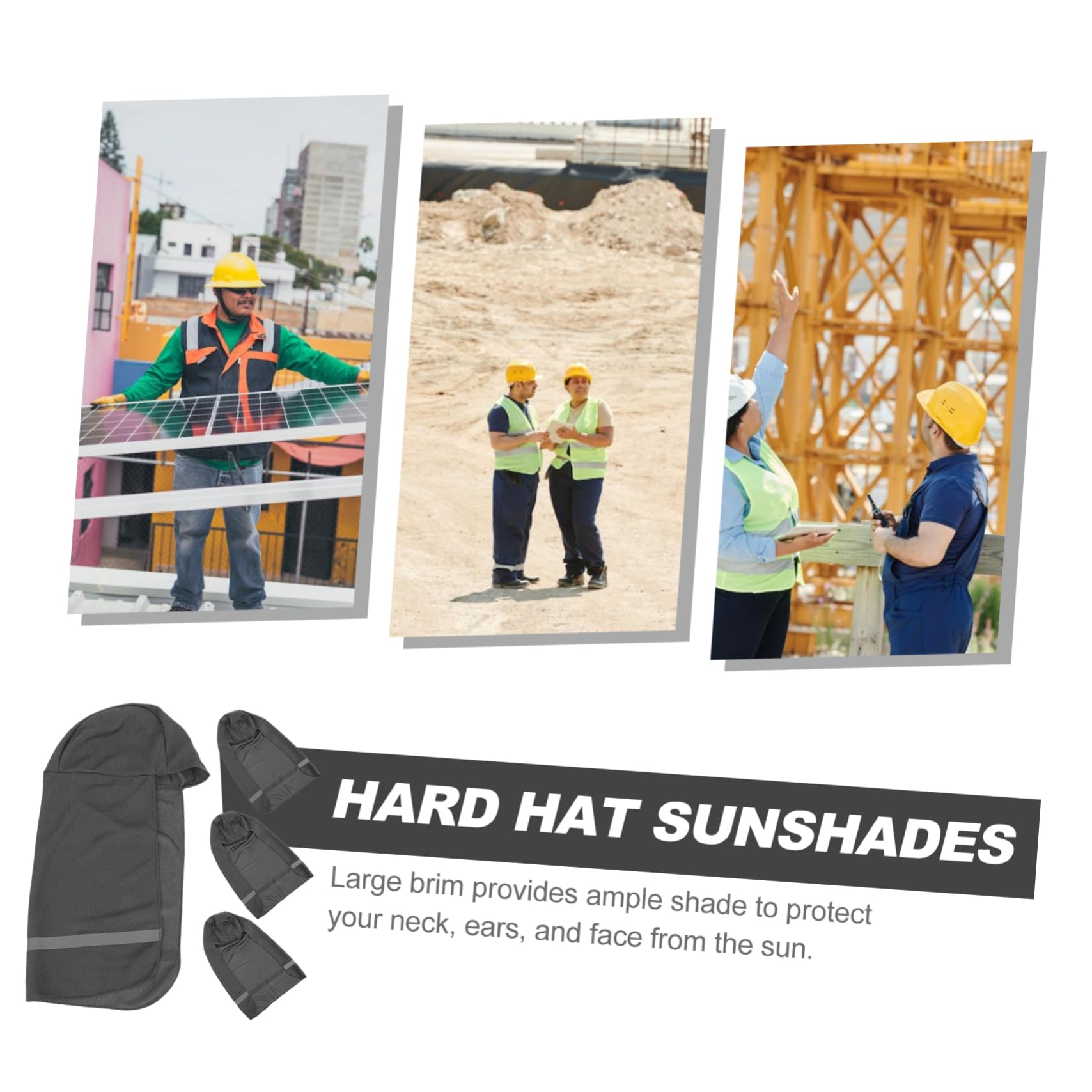 Operitacx Sonnenhut Schutzhelm Sonnennackenschutz Visier Bands Kühlendes Stirnband Hutkrempe Nackenschirm BAU Hut Abdeckung Helmkrempe Schatten Stoff Dark Grey
