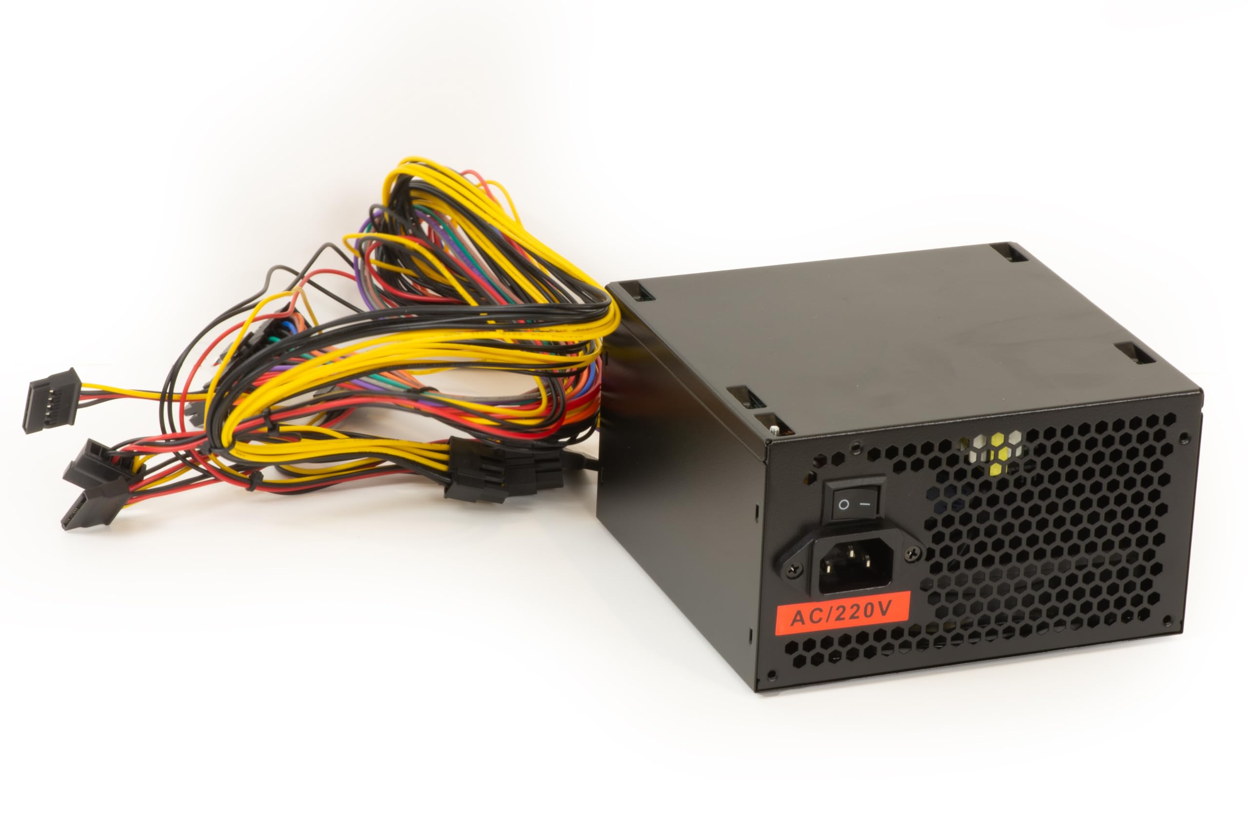 Link alimentatore PC STANDARD ATX 650 watt con ventola 120 mm e connettori 4 SATA 2 Molex 6 poli PCIE 8 poli CPU in metallo dimensioni compatte 25x25x15 cm confezione 10 unità