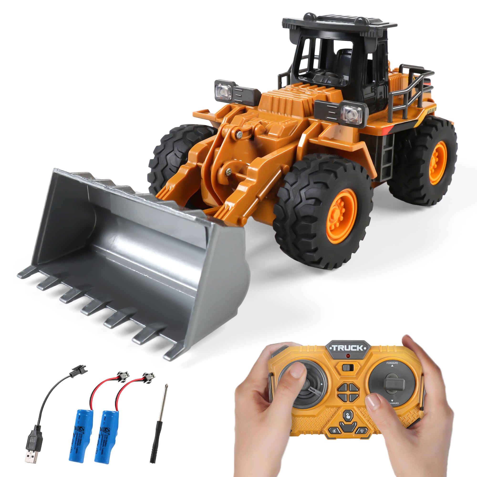 Dwi Dowellin Rc excavators,Remote Control Front Loader,Construction Vehicle for Boys Ages 3-12, Gift for Birthday Christmas