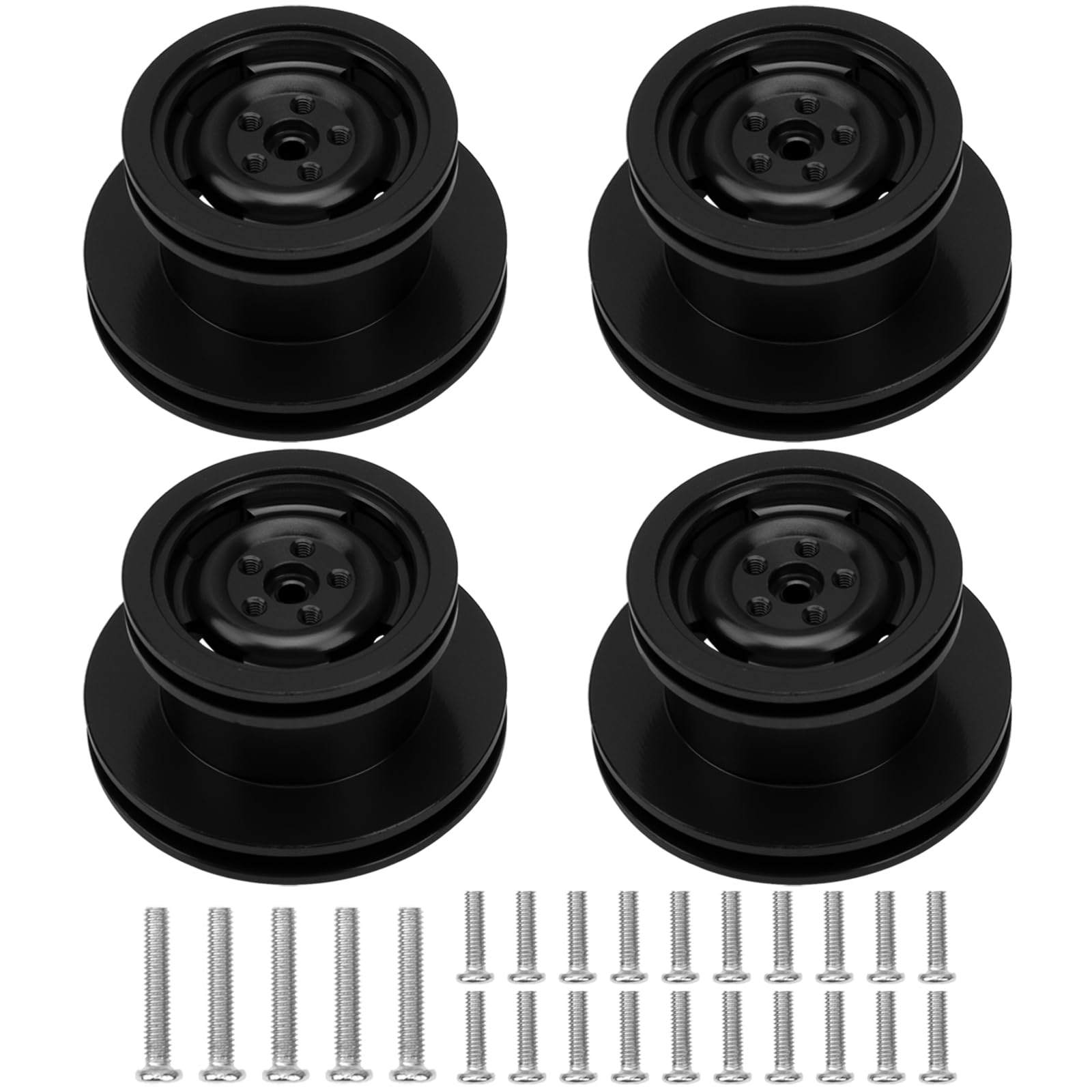 Metal Beadlock Wheel Rims RC Wheel Hub for MN Model MN90 MN99 MN-91 FJ-45 1/12 RC Car (Black)