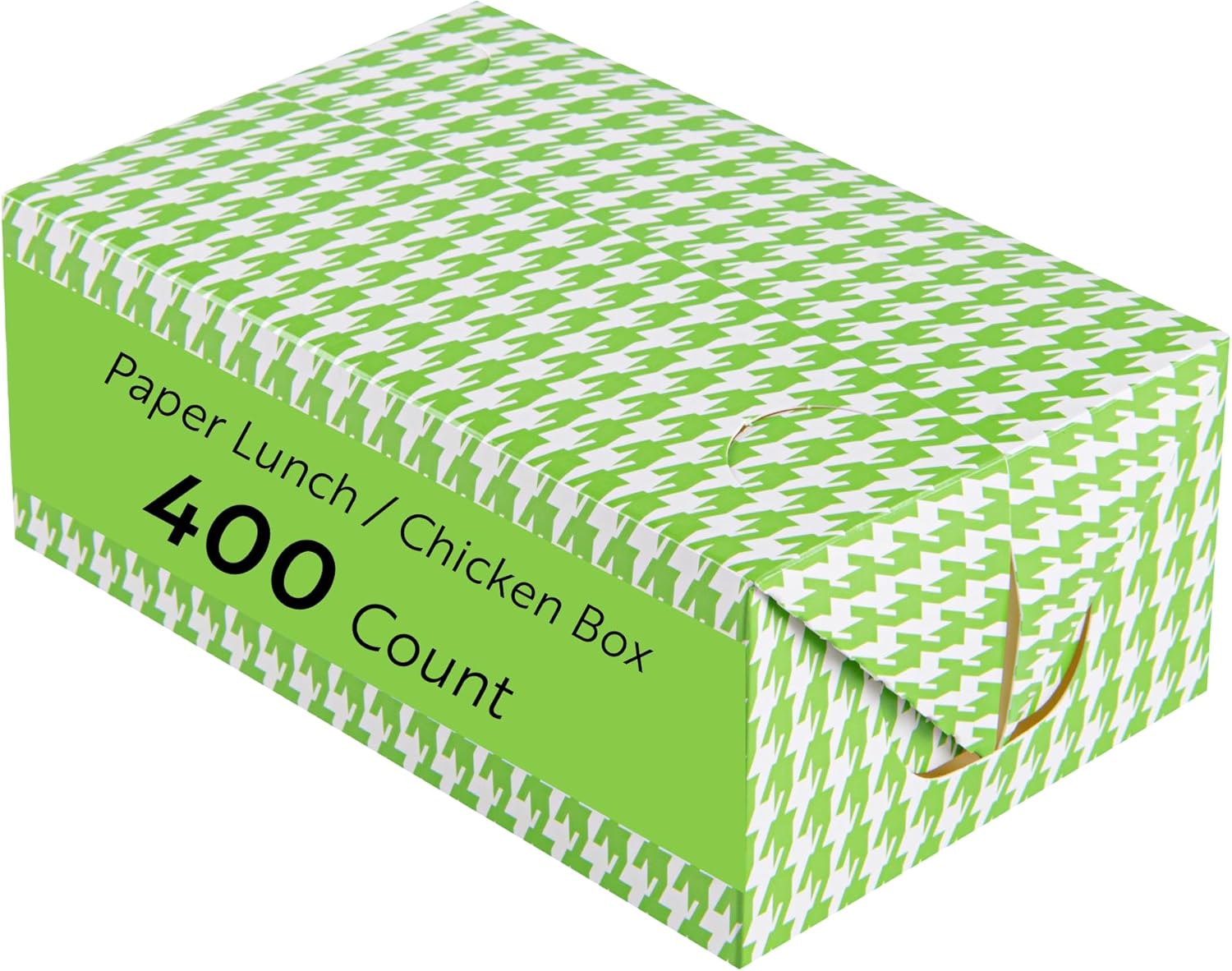 Bio Tek 47 Ounce To Go Boxes, 400 Rectangle Take Out Food Containers - Fast Top Closure, Disposable, Green Houndstooth Paper Carry Out Containers, For Burgers Or Fried Chicken - Restaurantware