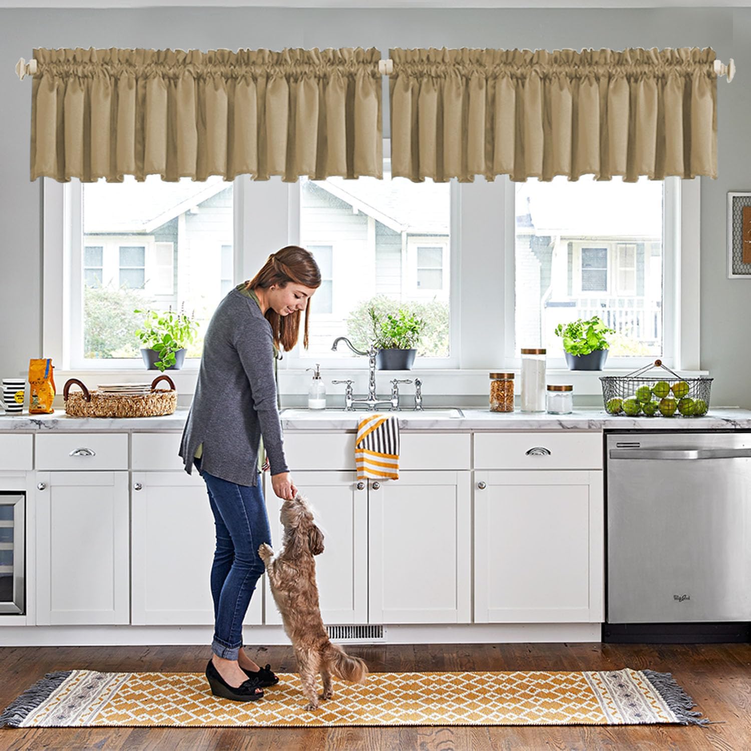 Ladity Khaki Window Valances for Bedroom Living Room