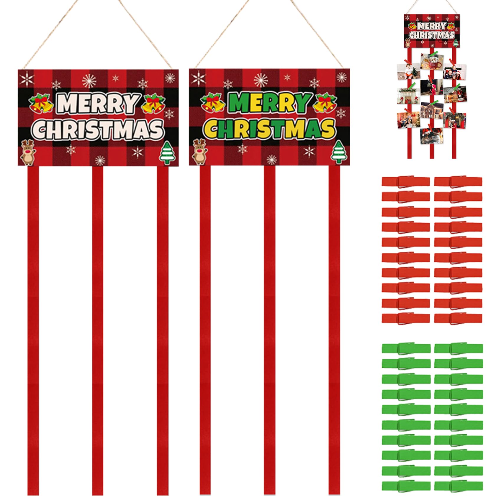 Portatarjetas navideñas de dibujos animados con clips para decoración de fotos de fiestas