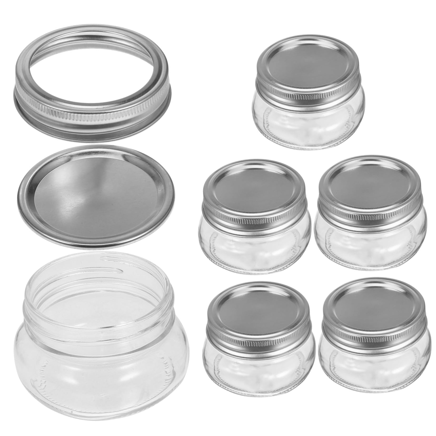 POPETPOP 6 pezzi Barattoli in Vetro Sigillati Coperchio Ermetico Contenitori Compatti per Cibo per Spezie Marmellate e Snack Facili da Trasportare e Conservare Freschezza