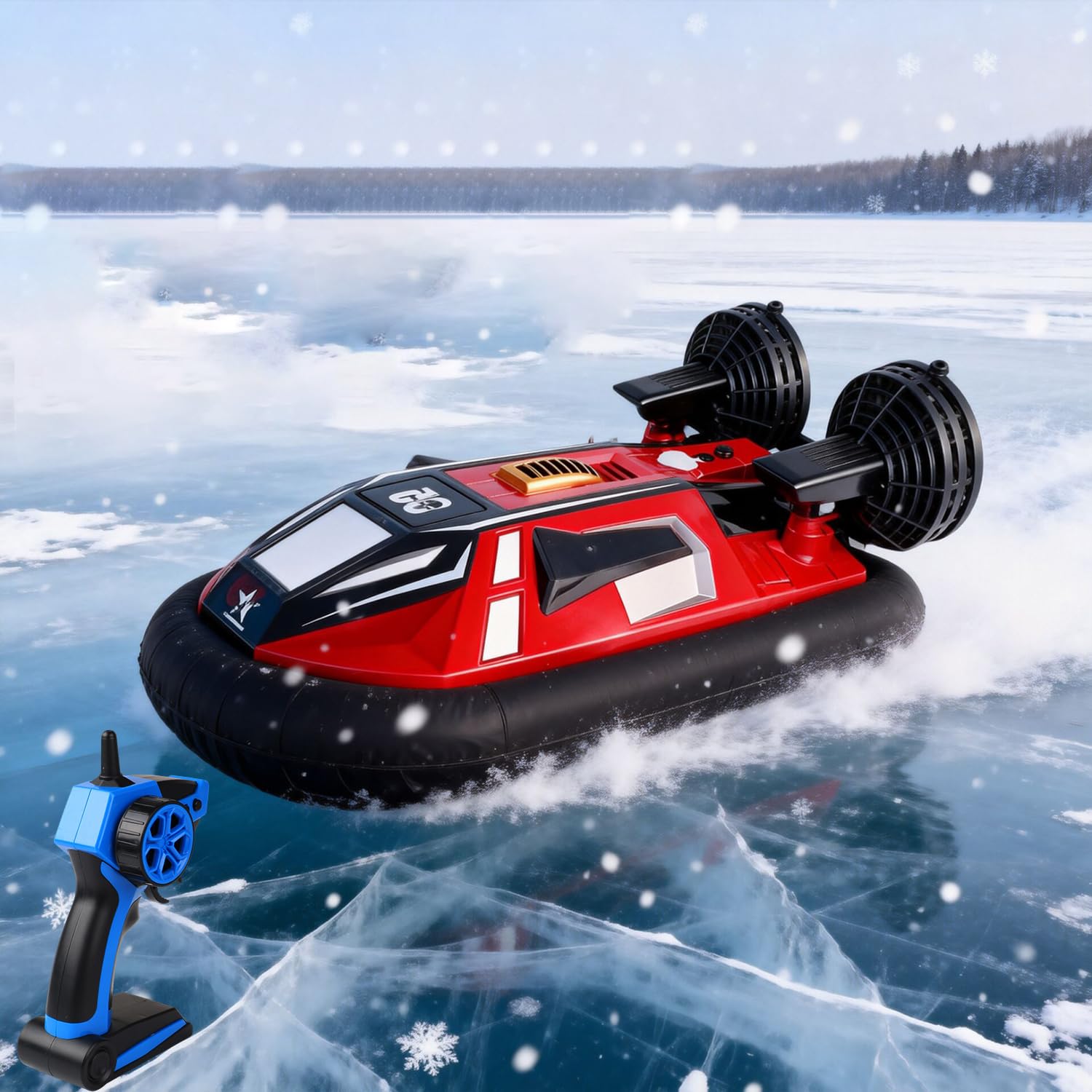 Photo 1 of Ssccgym Remote Control Boat Hovercraft for 14Y+ Beginners RC Amphibious Watercraft 15km/h Dual Motors Walking on Ice-Land Pools Lakes 4WD Full Functions RC Sail 34CM