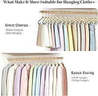 Vista 2 de HOUSE DAY - Perchas de terciopelo para faldas, paquete de 36, perchas de terciopelo beige para pantalones con clips ajustables, perchas delgadas que