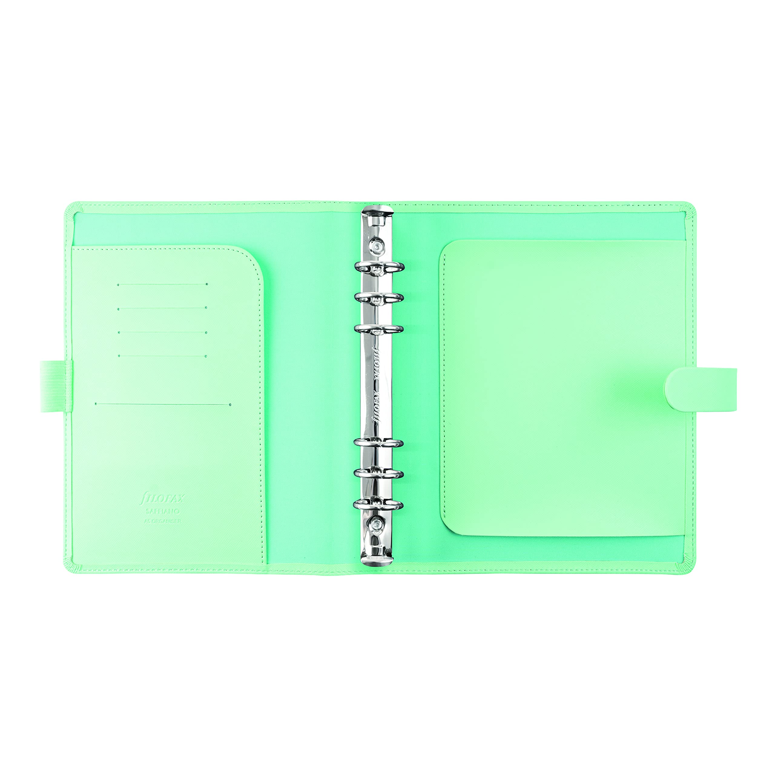 Filofax Saffiano Organizer A5 Größe Neo Mint - Cross-Grain, Lederoptik, Sechs Ringe, Wochenansicht, Kalender 2022 (C028802-22) 5.75 inches X 8.25 inches