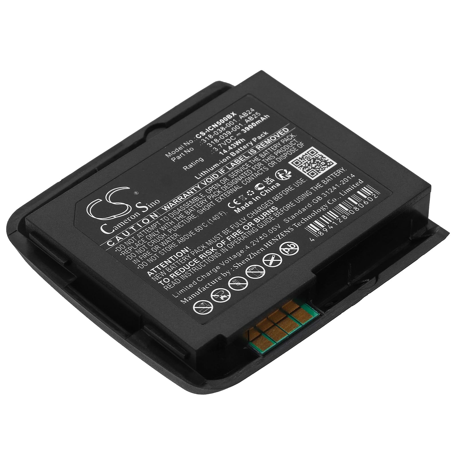 CS-ICN500BX Batteria 3900mAh compatibile con [Intermec] CN50, CN51 sostituisce 318-038-001, 318-039-001, 318-039-012, 318-052-001, 318-052-011, AB24, AB25