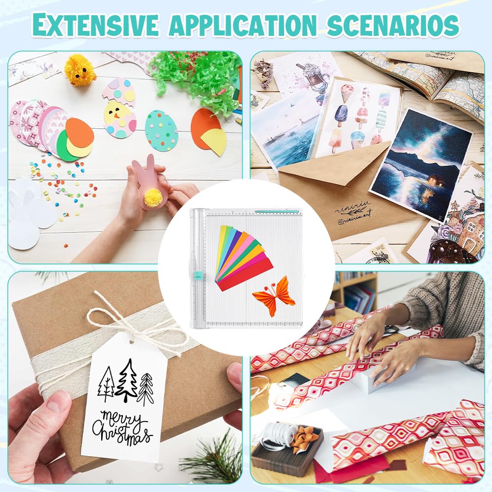 CEWROM Cortador de papel y tabla de plegado, 36 x 35 cm, tabla plegable para papel, cortador de papel con función de plegado multiusos para tarjetas, sobres y cajas