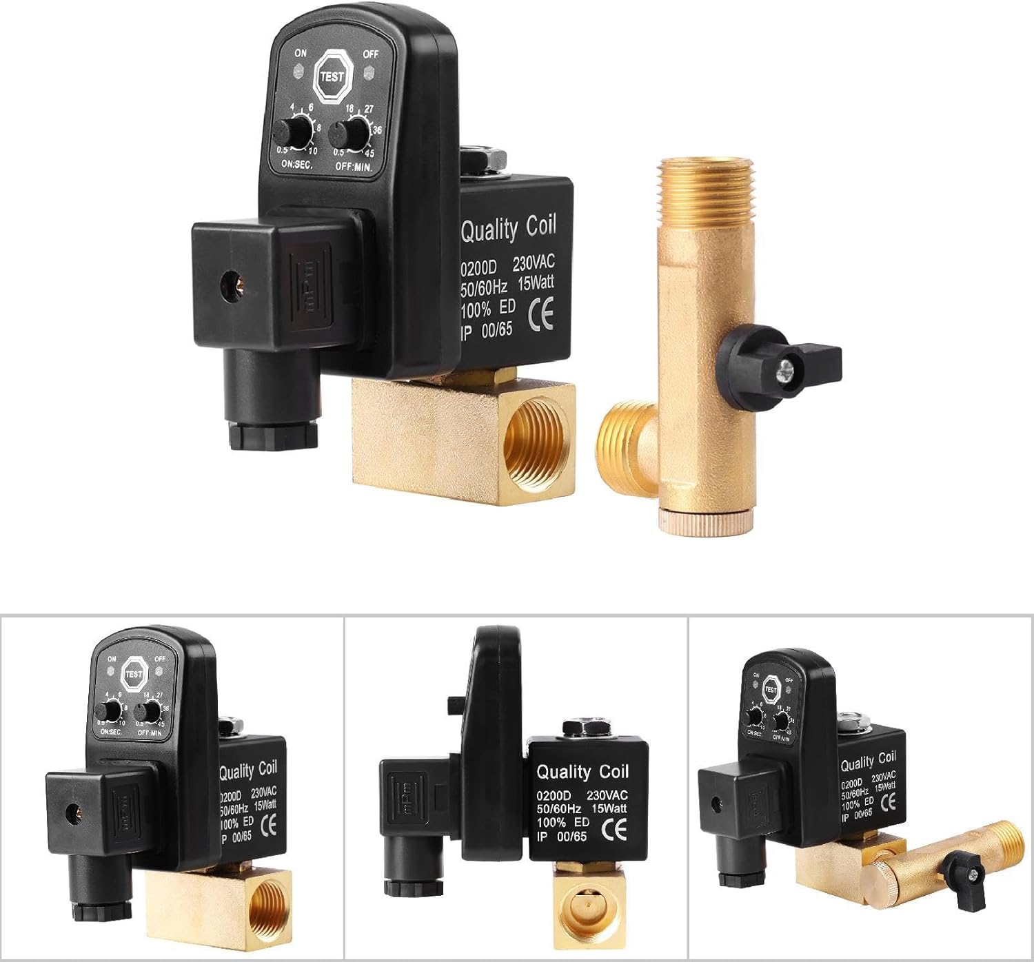 G1/2" Automatic Drain Valve, AC230V Electronic Timed Air Compressed Drain Valve(230V)