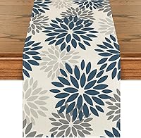Artoid Mode Dahlia Aqua Floral Table Runner 13x72 Inch - Vibrant Summer Holiday Kitchen Dining Decor