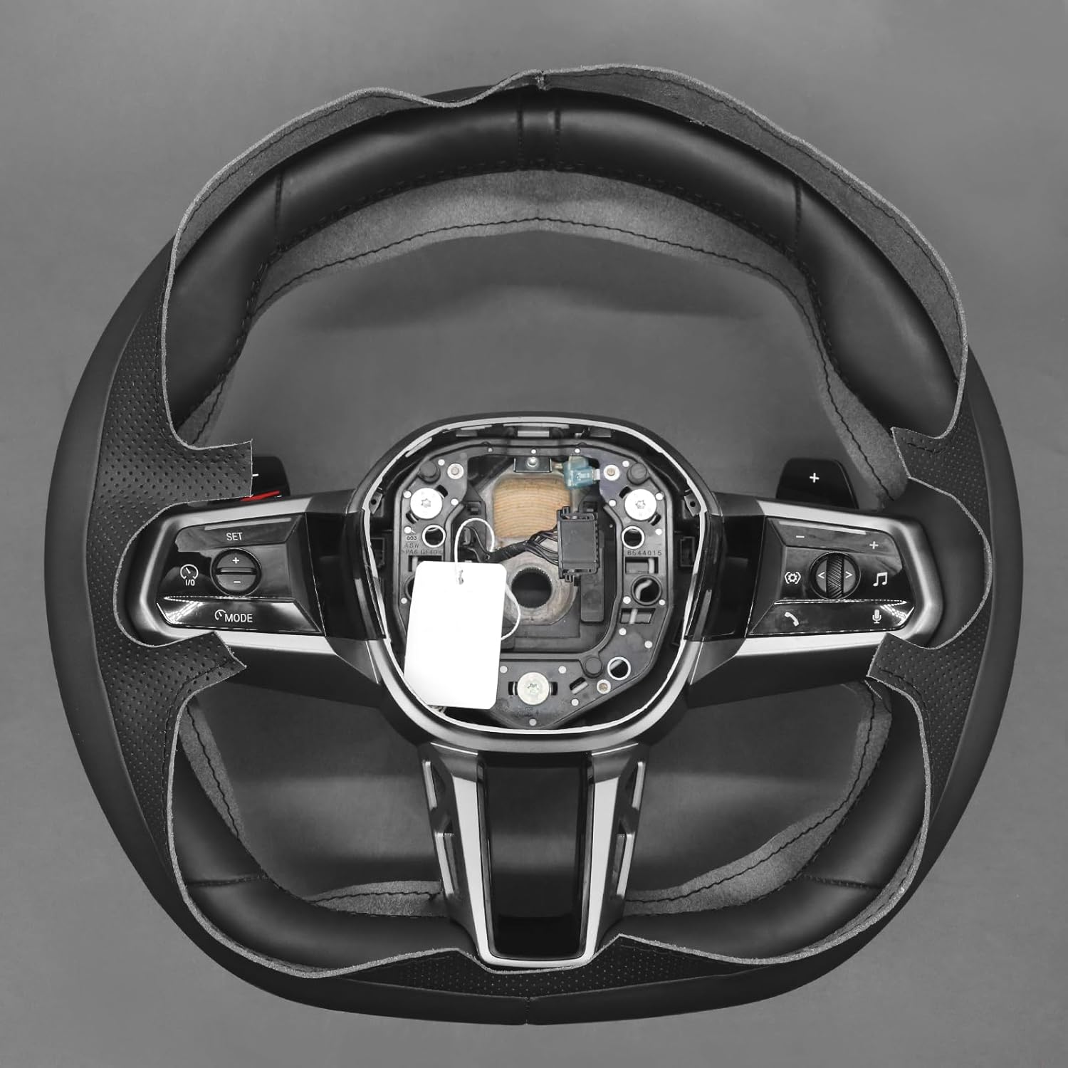 MEWANT Hand Stitch 3D Style Steering Wheel Wrap Cover for 5 Series G60 2024/7 Series G70 2023-2024/i5 G60 2024/i7 G70 2023-2024