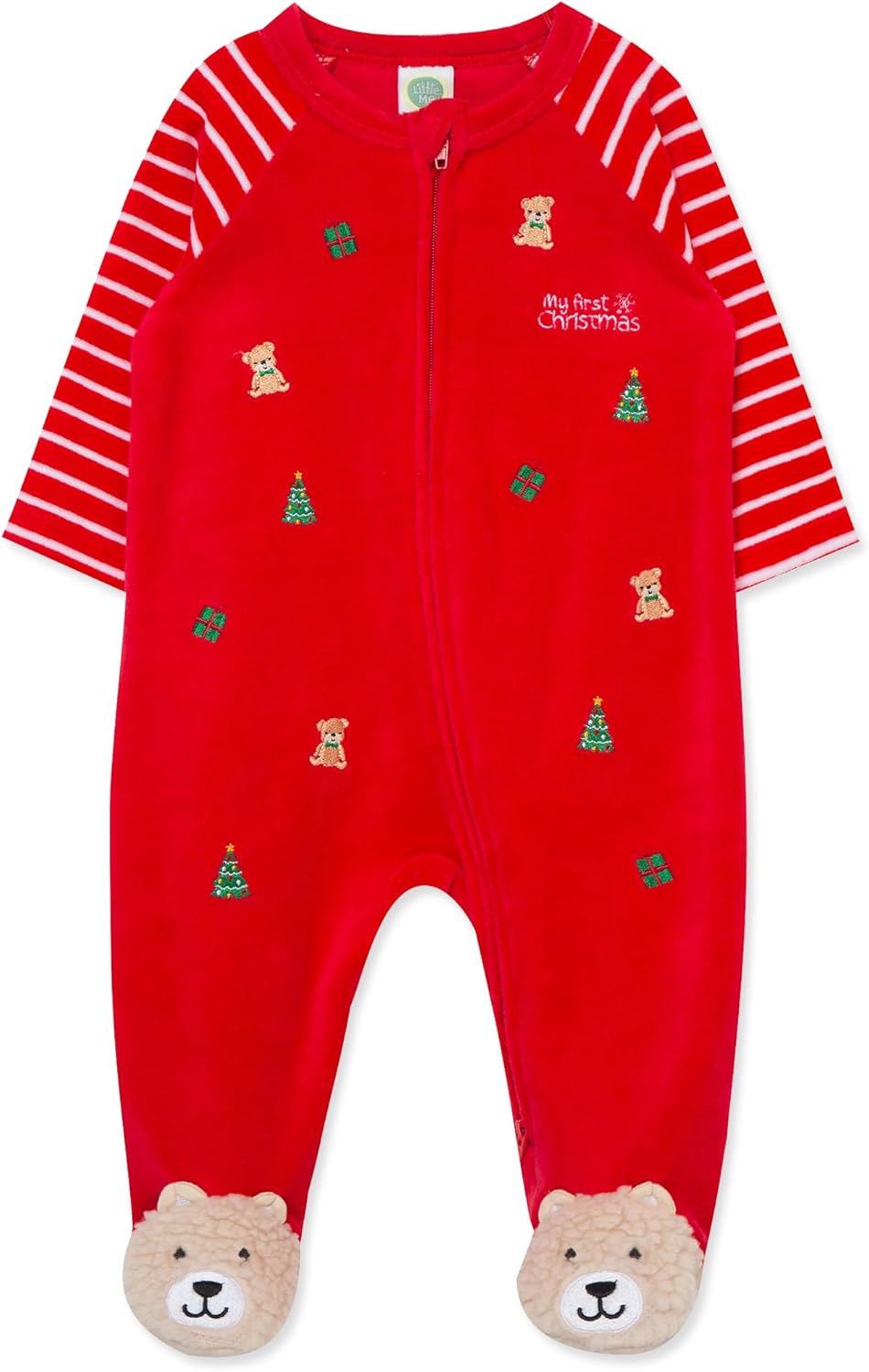 Little Me Clothes for Baby Boys' and Girls' Holiday Footies Rompers Sleepers, Newborn to 6 Months