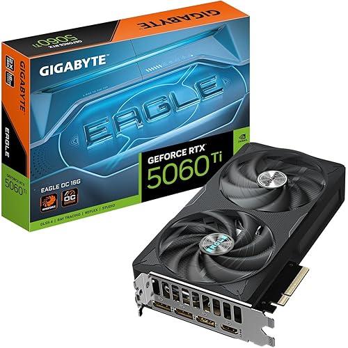 GIGABYTE GeForce RTX 5060 Ti Eagle OC 16G Graphics Card, 16GB 128-bit GDDR7, PCIe 5.0, WINDFORCE Cooling System, GV-N506TEAGLE OC-16GD Video Card