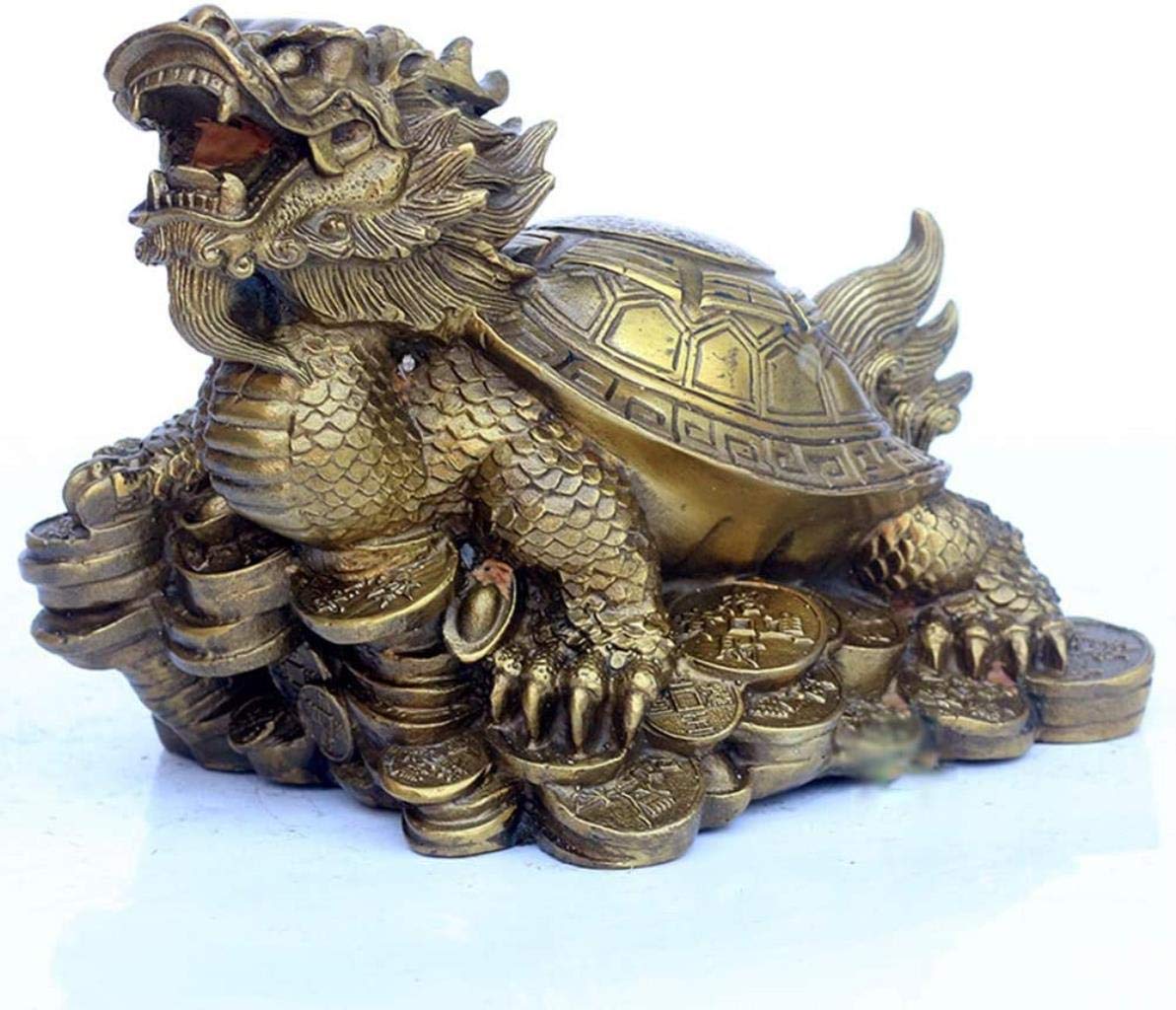 YNIYUJKL Feng Shui Ornaments Dragon Turtle Statue Decoration, Pure Copper Gossip Dragon Turtle Statue Sculpture Ornaments,19Cm,8 Cm-A