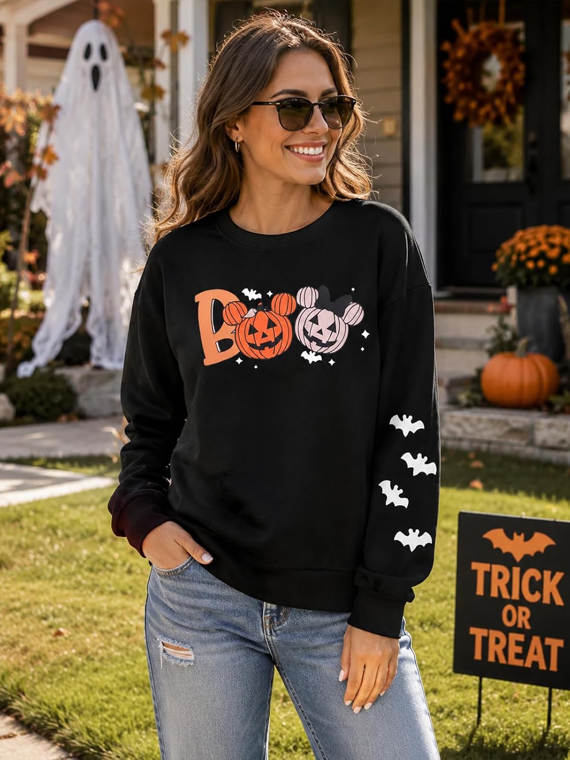 MOUSYA Halloween Sweatshirt Woman Magical Halloween Shirt Fall Sweater Casual Long Sleeve Tops