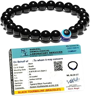 Original Crystal Bracelet with Lab Certificate for Men and Women with Evil Eye - Natural Energised Stone Bracelet for Heal...
