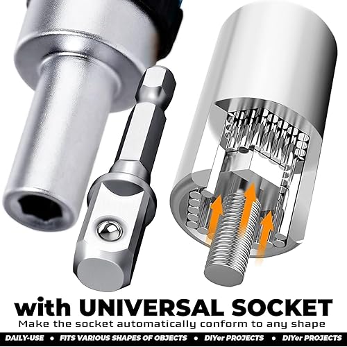 Miniatura 6 de Ancestress Herramienta de enchufe universal 0.276-0.748 in (14-34 pulgadas) - Super Socket, regalo para hombres, reparación automática, mejoras para