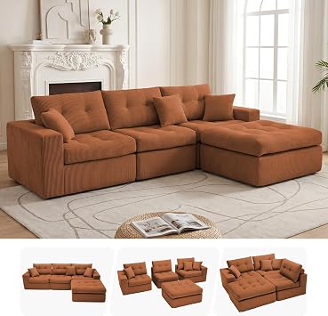 114" L-Sectional Couches for Living Room, Modular Sectional Sofa