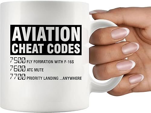 Miniatura 6 de Panvola Aviation Cheat Codes Pilot Airplane Aerospace Student Coffee Taza de cerámica (11 oz)