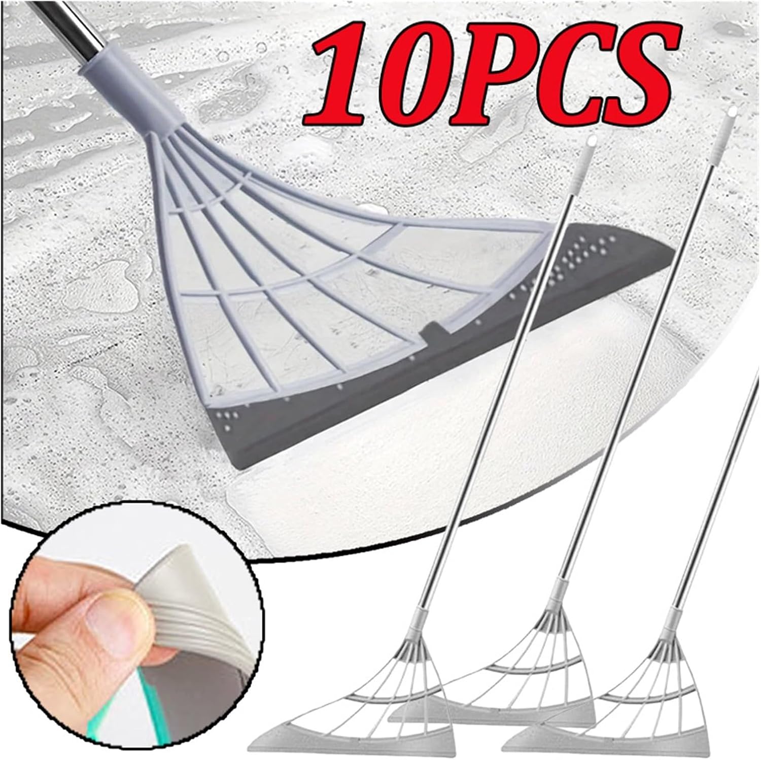 Magic Wiper Broom Wipe Silicone Mop Wash Floor Clean Tools Windows Scraper Pet Hair Non-Stick Sweeping and Kitche(10PCS)