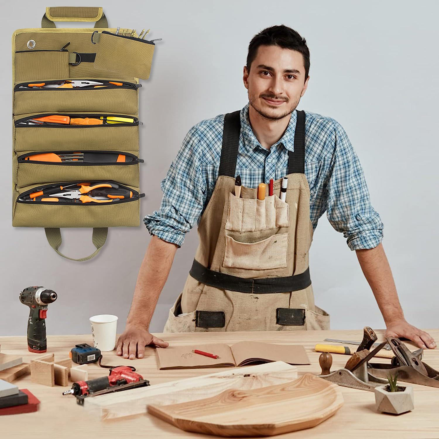 Organisateur De Rouleaux D'Outils, Sac Pochette Enroulable Pour Clé, 4