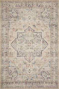 Loloi Hathaway Collection HTH-07 Multi/Ivory 9'-0 x 12'-0, .25 Thick, Area Rug, Soft, Durable, Printed, Modern, Low Pile, Non-Shedding, Easy Clean, Living Room Rug