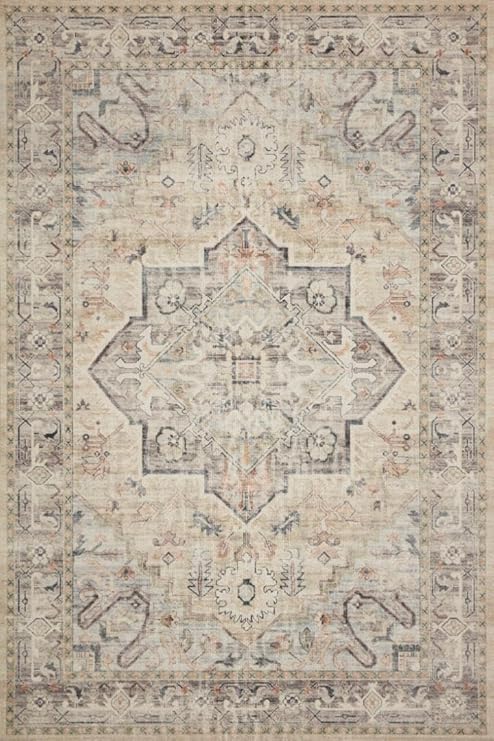 Loloi Hathaway Collection HTH-07 Multi/Ivory 9'-0 x 12'-0, .25 Thick, Area Rug, Soft, Durable, Printed, Modern, Low Pile, Non-Shedding, Easy Clean, Living Room Rug