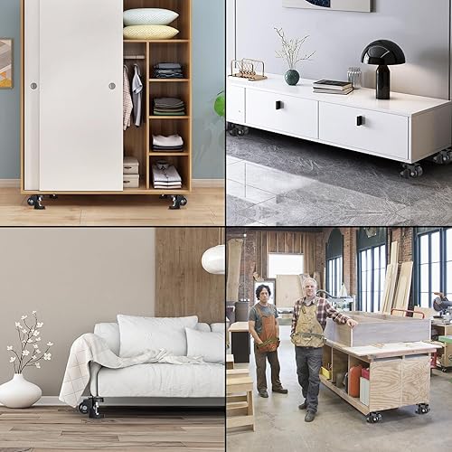 Miniatura 6 de COOWOO Ruedas giratorias de placa de nivelación de 2 pulgadas con almohadilla de nivelación ajustable antivibración, ruedas giratorias resistentes