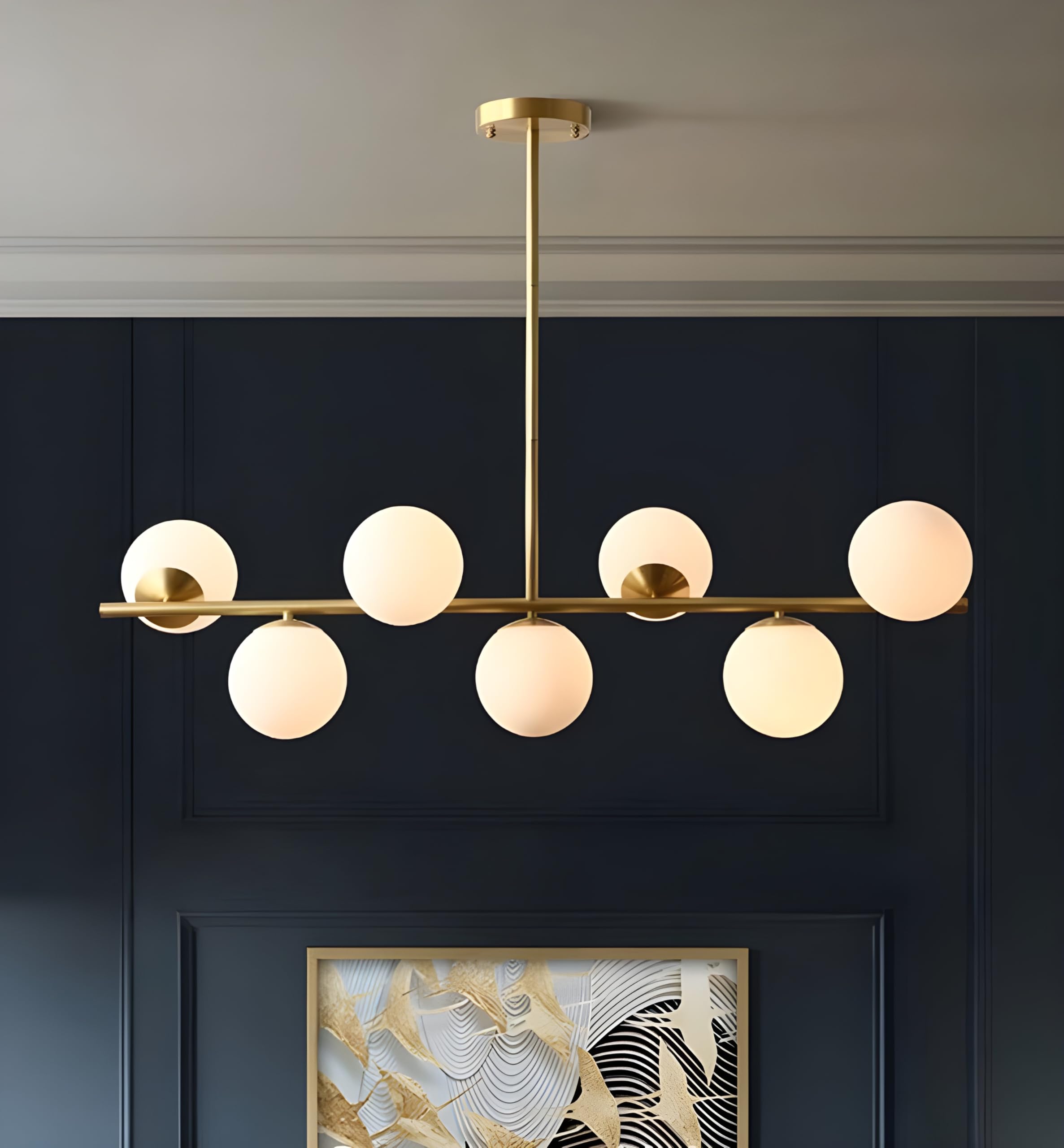 twixle Modern Metal Ceiling Light Hanging Lamp Chandelier, 7 Light Glass Globe Sputnik Chandelier, Golden Semi Flush Mount, for Living Room, Dining Room, Bedroom (with Bulb) (B0DC5C5XMK) Amazon Price History, Amazon Price Tracker