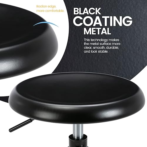 Miniatura 4 de Brage Living Taburete de bar industrial ajustable de 29 a 32.5 pulgadas, taburete de bar giratorio redondo de metal con patas, silla de bar de Negro