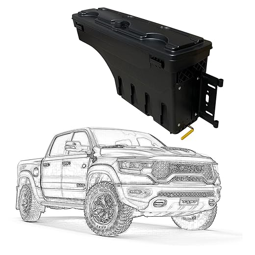 Truck Bed Storage Box Case Tool Box Compatible with Dodge Ram 1500 2500 3500 2002-2018 Rear Passenger Side