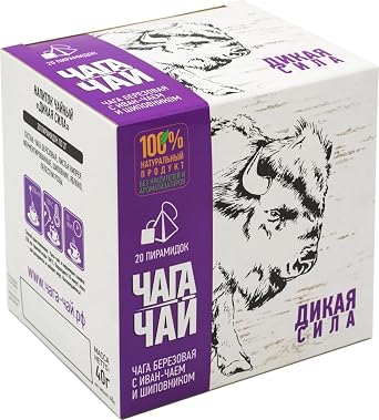 شاي بيرش تشاجا الروسي المستورد مع Fireweed & Wild Rose "Wild Power" ، 20 هرمًا من 2g Net. المجموع 1.41 أوقية   