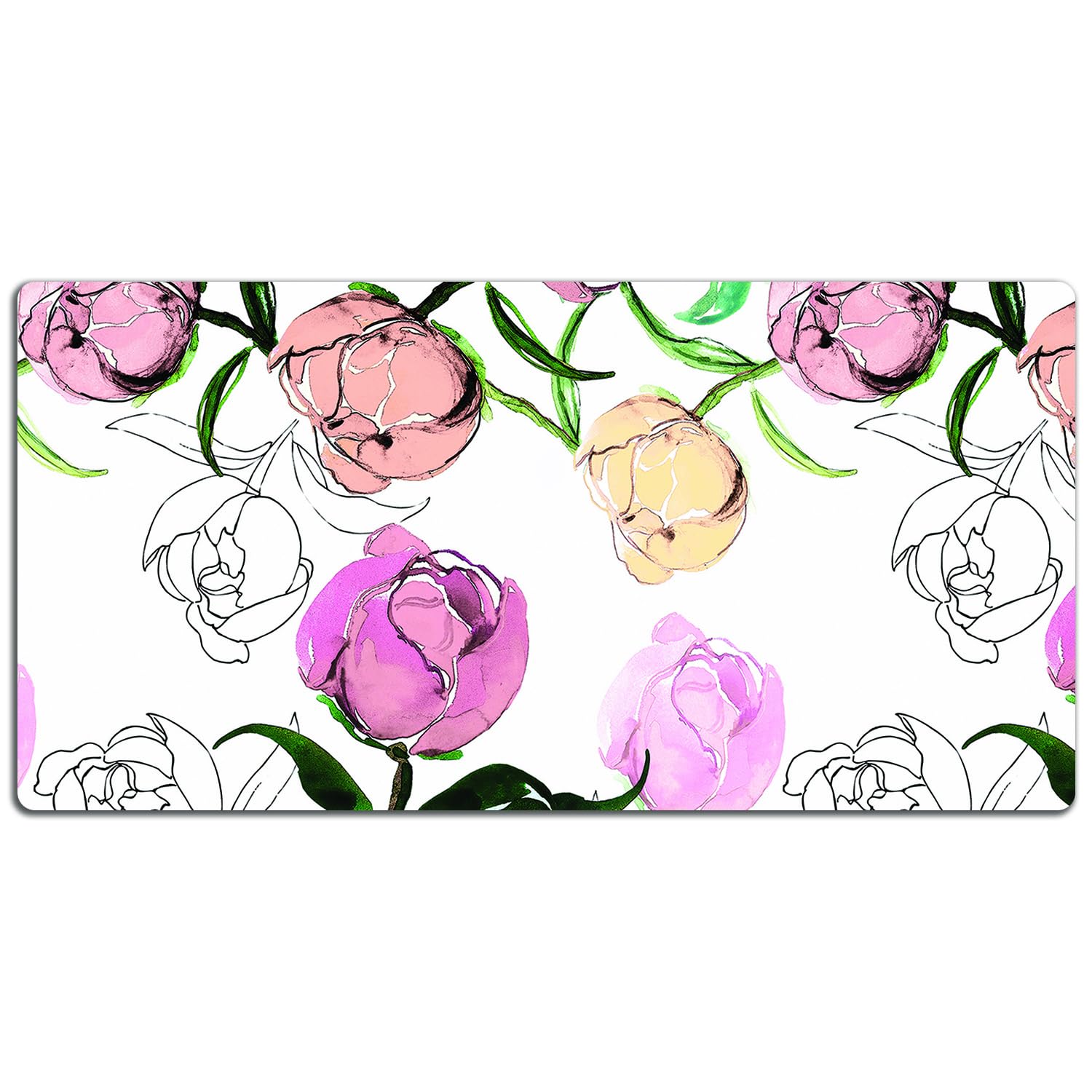 Sottomano da Scrivania 120x60 cm Protezione e Decorazione in Vinile PVC Antiscivolo Impermeabile Facile da Pulire Superficie Protettiva per Ufficio e Casa - Peonie