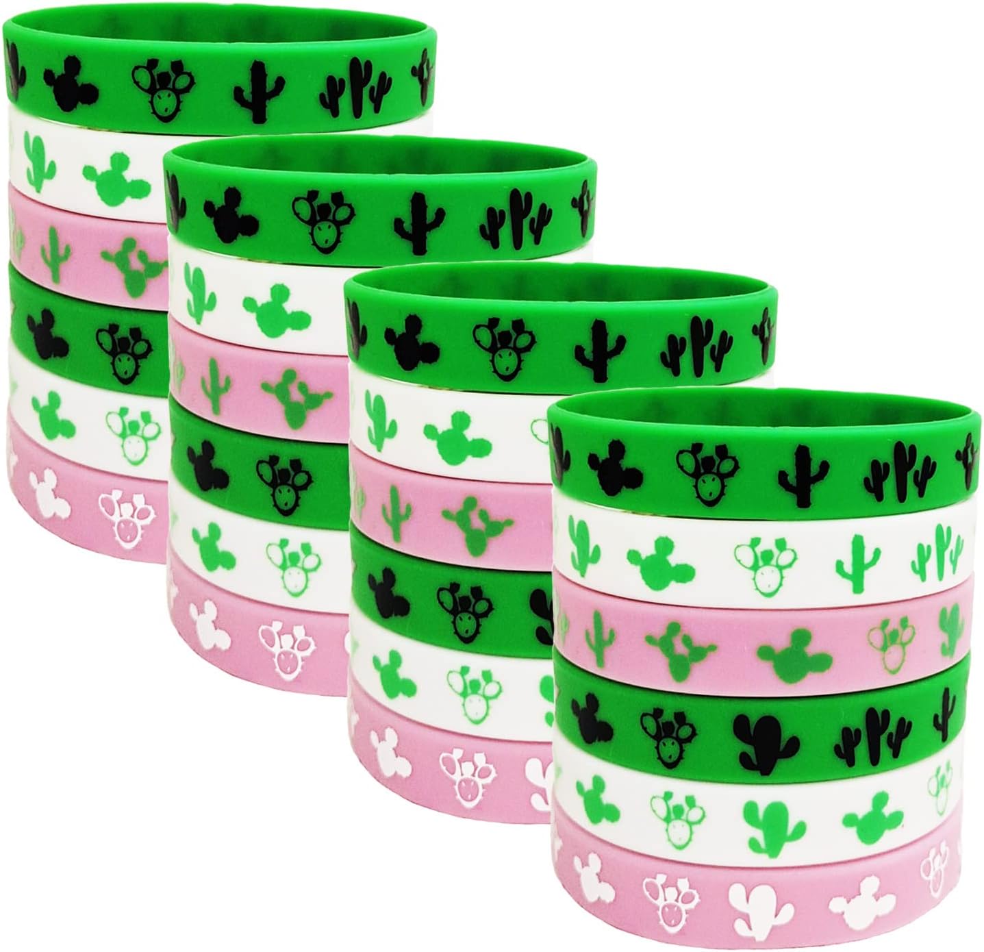 24PCS Cactus Theme Rubber Bracelets, Cinco de Mayo Party/Mexican Fiesta