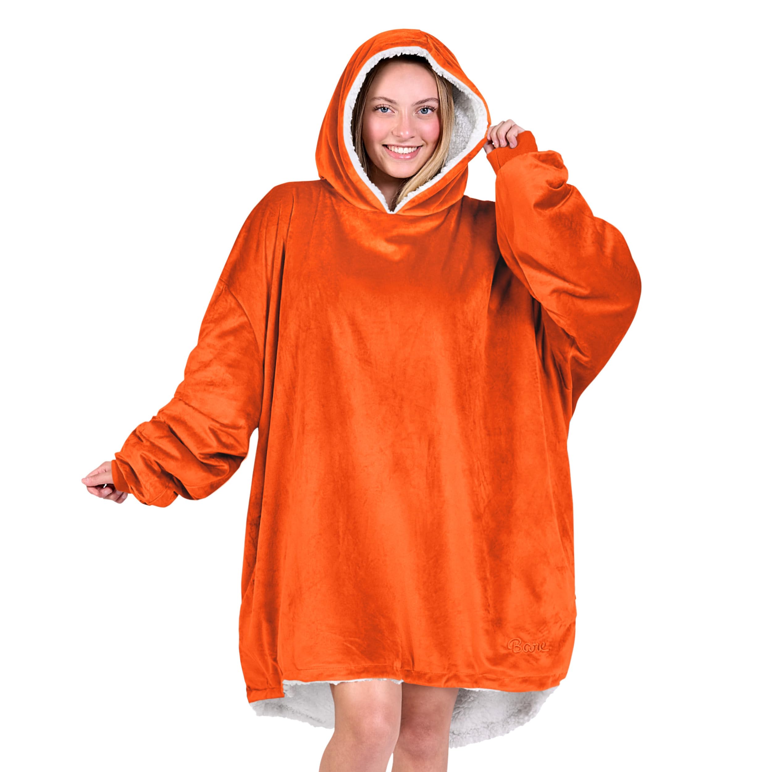 Bare Home Wearable Blanket Hoodie - Soft Plush Sherpa - Warm and Cozy - Oversized Wearable Blanket