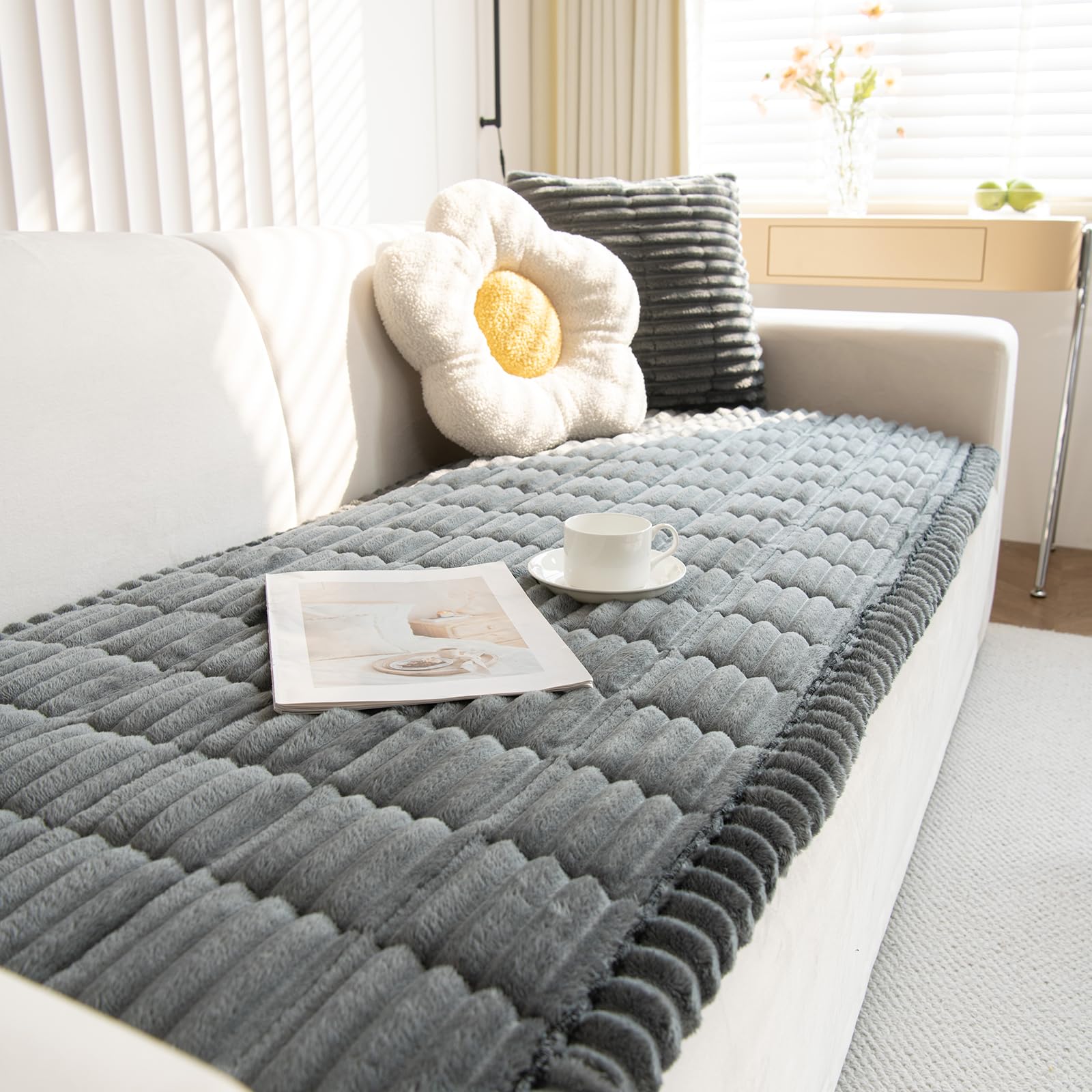 GKXLH Thick Sofa Cover Washable, New Soft Corduroy Universal Sofa Covers 2 3 4 Seater, Non-Slip Couch Cover