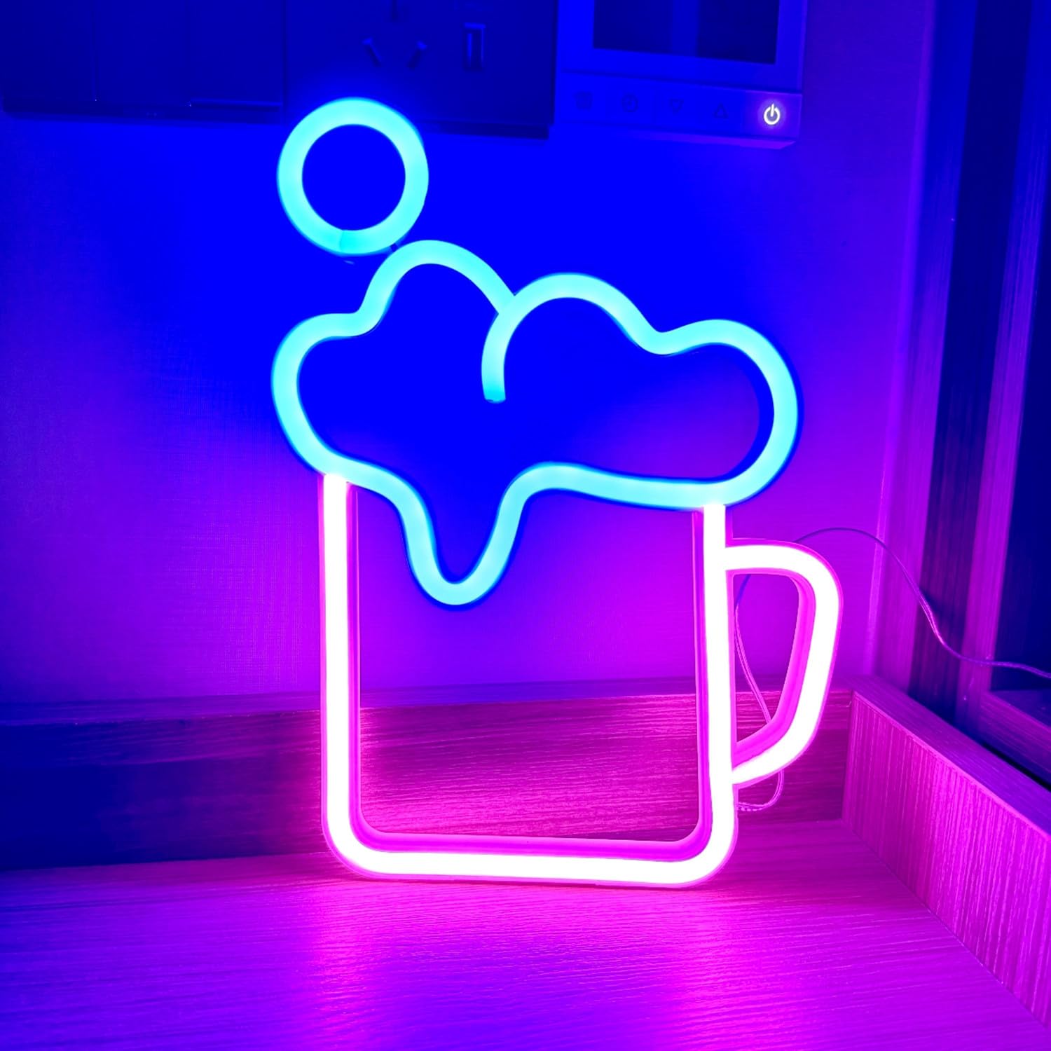HFHungkeong Beer Neon Sign LED Light up Bar Signs Wall Art Decorations for Party, Club, Restaurant,Home, Store,Hotel,Battery or Usb Powered Beer Gifts for Man Teens Boys Birthday Graduation