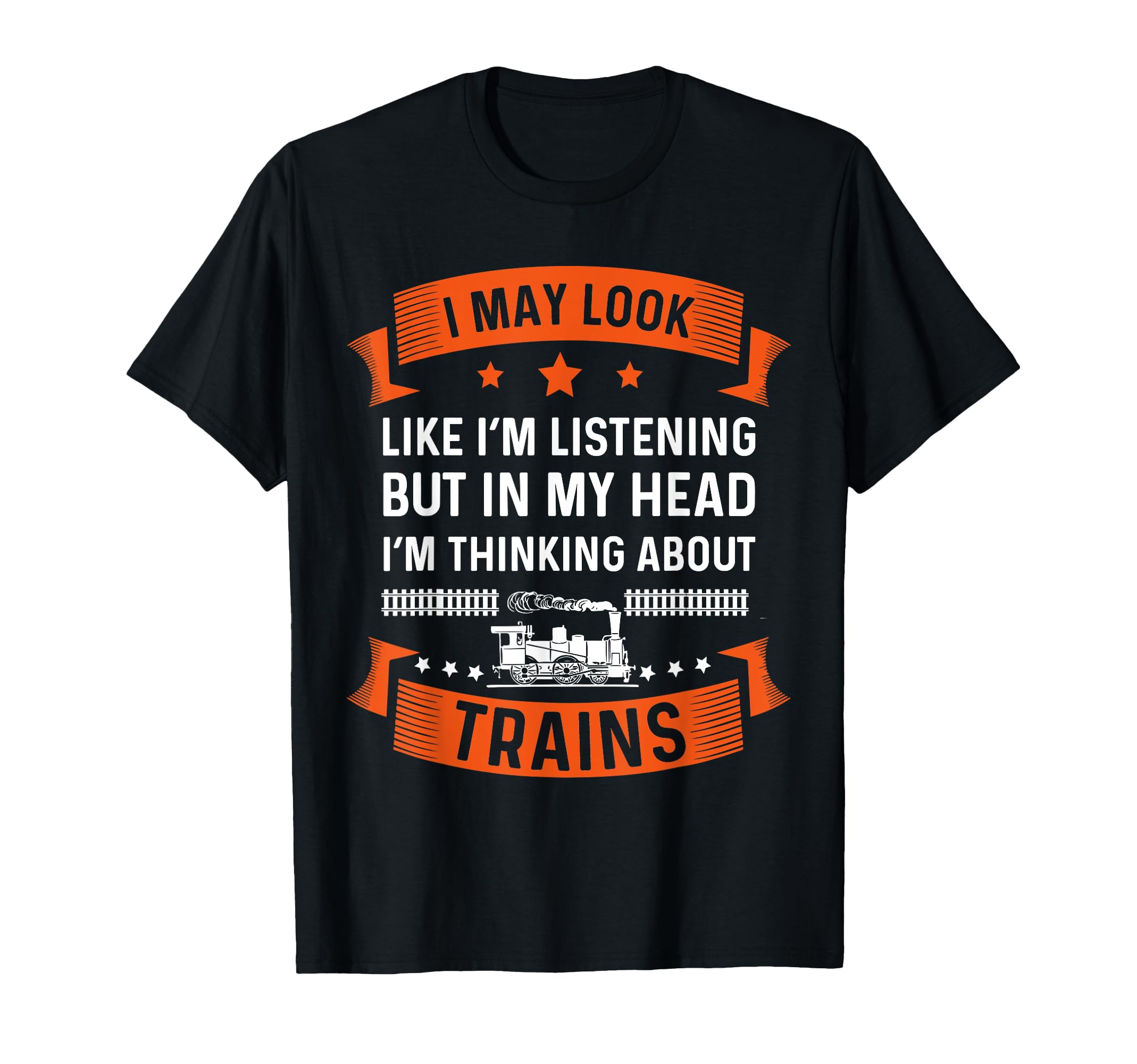 Train Shirt Thinking About Trains Railfan Model Trains Funny T-Shirt, Black