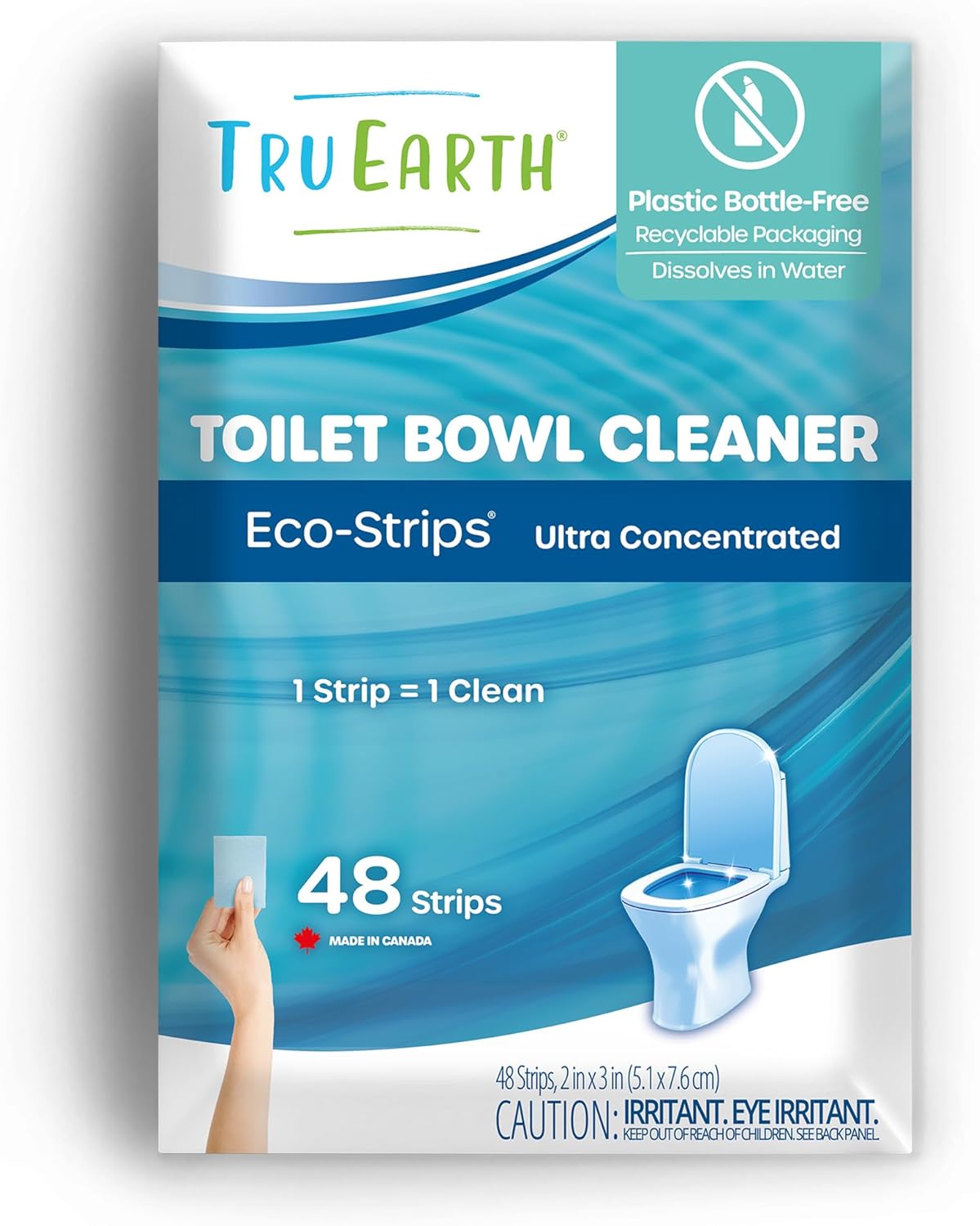 Tru Earth Toilet Bowl Cleaner Eco-Strips | Plastic Jug-Free, Septic-Safe Cleaning Strips | Easy to Use | 48 Strips