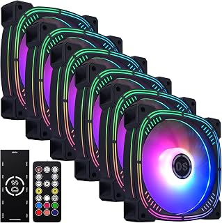 Rainbow LED RGB Fans with Controller for PC Case, CPU Cooler, Radiators System (6pcs RGB Fans, G Series)